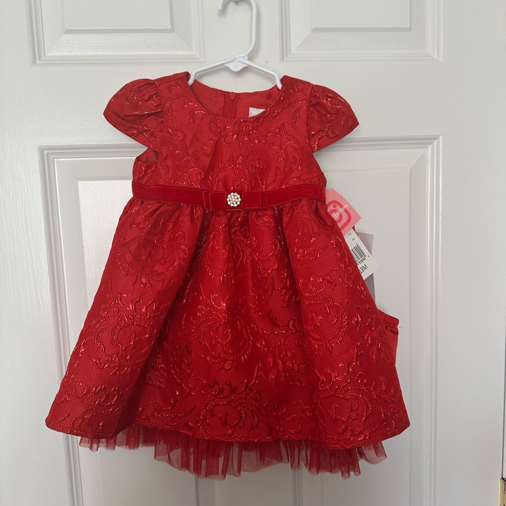 NWTS Rare Editions Scarlet Lace Baby Dress Set Sz 18 months
